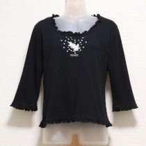 黒ライラック刺繍カットソー【L】