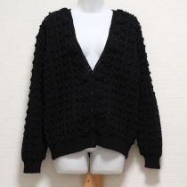黒花モチーフポップコーンカーディガン