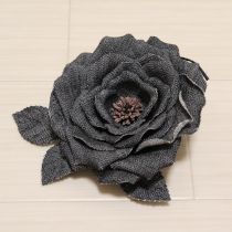 黒デニム花コサージュ