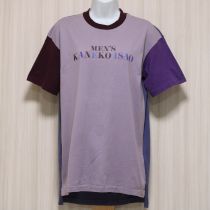 パープル系ロゴプリント配色Tシャツ