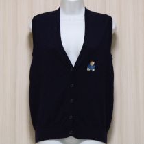 紺ダッフルくま刺繍ニットベスト