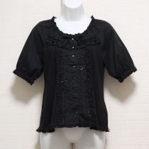 黒ローンフリル使いカットソーカーディガン