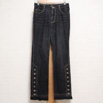 黒裾ローンフリルデニムパンツ【S】