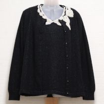 黒ビーズ刺繍ニットアンサンブル【M】