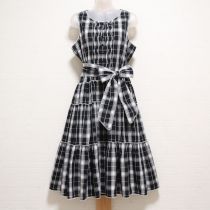 黒×白マドラスチェックワンピース
