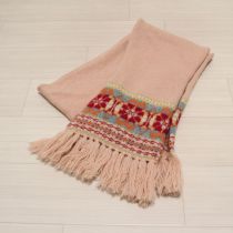 ピンク花柄ニットマフラー