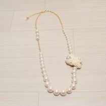 パール花モチーフ付き3WAYパールネックレス
