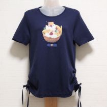 紺白くまパフェプリントTシャツ【4(L)】
