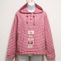 赤くまワッペンフード付きネルプルオーバー