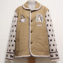 ベージュ系ヴィクトリアンキャット刺繍ジャケット【3(M)】