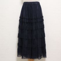 紺ドット刺繍チュールスカート