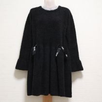 黒ロゴリボン付きふわもこチュニック