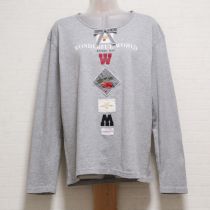 グレーさくらんぼ刺繍×ネーム長Tシャツ