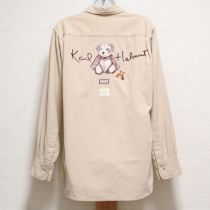 ベージュビターパンダ刺繍コーデュロイシャツ【3(M)】