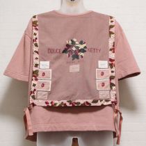 ピンクフレーズゼッケンカットソーカーディガン【M】