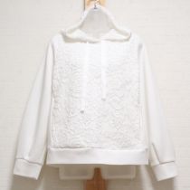 白カメリア刺繍ドットチュール使いフーディ【3(9号)】