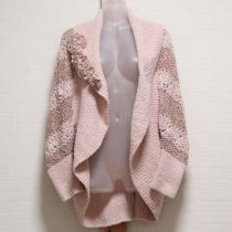 ピンク系花モチーフドルマンカーディガン