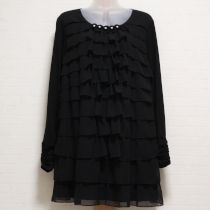 黒段々シフォンフリルカットソーチュニック【4(11号)】