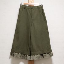 カーキ裾ピコフリル使いワイドパンツ【4(L)】