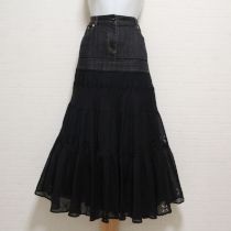 黒異素材切り替えスカート【L】