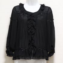 黒サテンリボンシアブラウス【9号】
