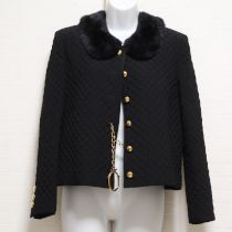 黒エコファー使いキルティングジャケット