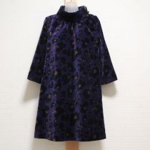 ローラアシュレイ◇パープルプリントベロアワンピース【2】