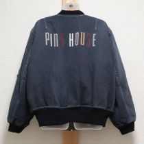 黒カラフルロゴブルゾン