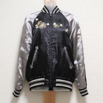 黒ドット&くま刺繍リバーシブルスカジャン