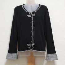 黒ギンガム使いカットソーカーディガン