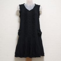 黒ピコフリルチュニックブラウス