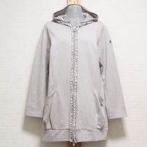 グレーフリル付きロングパーカー