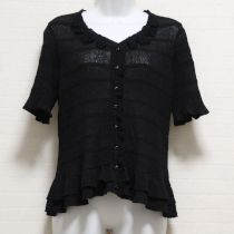 黒花モチーフニットカーディガン【9号】