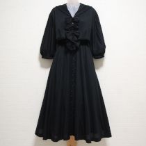 黒ピンタックローンセーラーワンピース