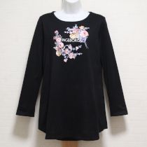 黒薔薇ブーケプリントカットソーチュニック【4(11号)】