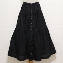 黒リボン付きピンタックローンスカート