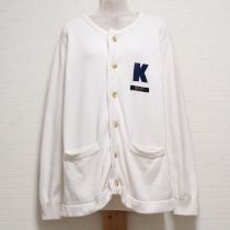 白【K】ワッペンコットンカーディガン