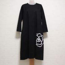 黒カメリアプリントカットソーワンピース【3(9号)】