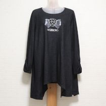 黒リボンカメリア刺繍カットソーチュニック【4(11号)】