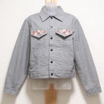 黒系イングリッシュローズ刺繍ジャケット【L】
