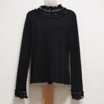 黒レース使いハイネックカットソー【L】