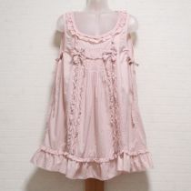 ピンクリボン使いローンチュニックブラウス