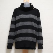 黒×グレーボーダーモヘアタートルセーター【3(9号)】