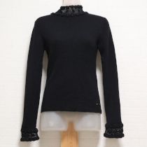 黒クロッシェ使いリブセーター【S】