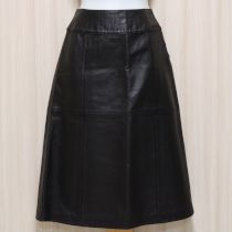 黒ロゴ刺繍レザースカート【S】