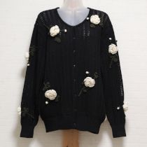 黒白薔薇モチーフカーディガン