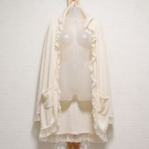 生成レース使いフード付きニットカーディガン