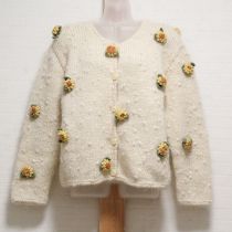生成花モチーフモヘヤカーディガン