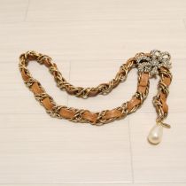 ゴールド×キャメルチェーンベルト