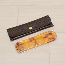 茶系べっ甲調コームレザーケース付き